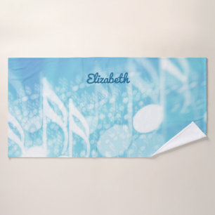 Blue Music Personalised Bath Towel
