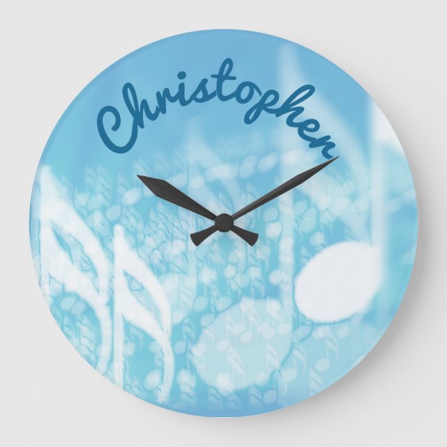 Blue Music Personalised Large Clock (Front)