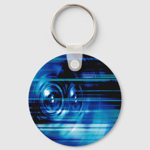 Blue music speakers key ring