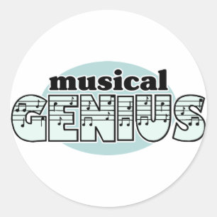 Blue Musical Genius Classic Round Sticker