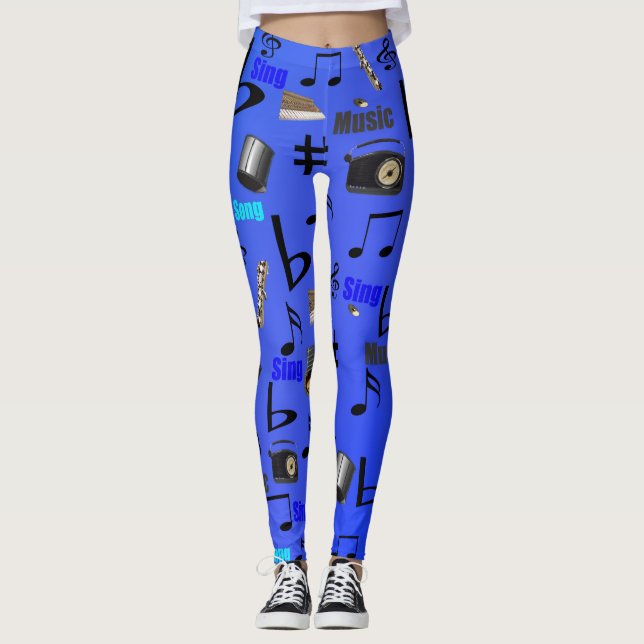 Blue Musical Instruments And Cords, Leggings (Front)