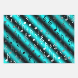 blue,Musical+ Note, luxury, gold, royal, elegant, Wrapping Paper Sheet