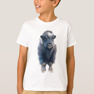 Blue Musk Ox Calf Arctic Wildlife Portrait Kids T-Shirt