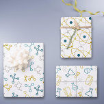 Blue Mustard Science Atoms Molecules Laboratory Wrapping Paper Sheet<br><div class="desc">Beautiful science wrapping paper sheets in blue,  yellow and grey colours. The images vary from molecules,  atoms to laboratory equipment. Perfect for scientists,  researchers,  biology students among other science students. Designed by Patricia Alvarez.</div>