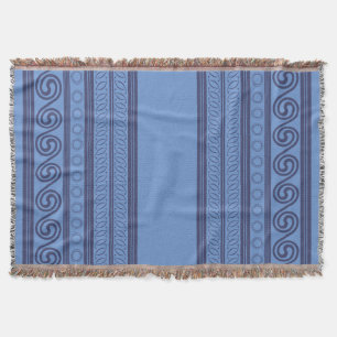 Blue mycenaen pattern throw blanket