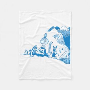 Blue Mymble And Co Skiing Moomin Winter Games Spor Fleece Blanket
