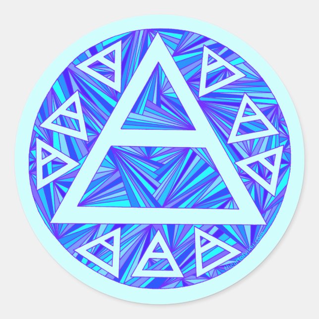 Blue Mystic Air Sign Symbol Plato Ancient Classic Round Sticker (Front)