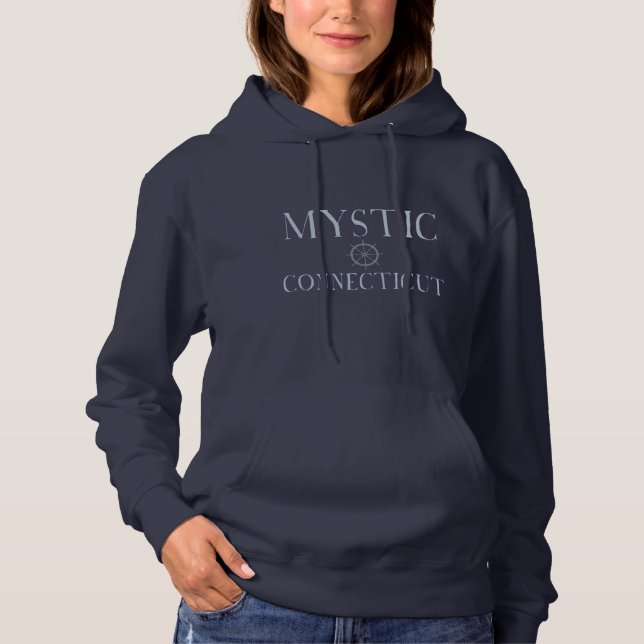 Blue Mystic Connecticut Nautical Fish T-Shirt Hoodie (Front)