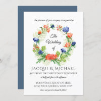 Blue n Orange Chrysanthemum Thistle Wreath Wedding