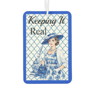 Blue n White Floral Beauty Car Air Freshener