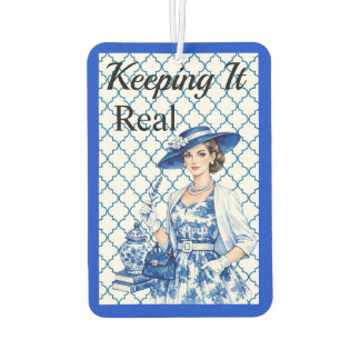 Blue n White Floral Beauty Car Air Freshener