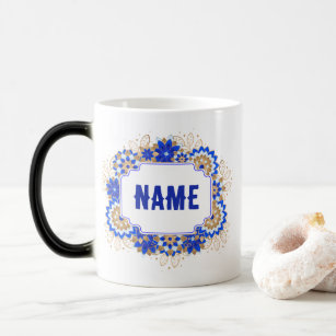 Blue Namaste Personalised Name Monogram Magic Mug