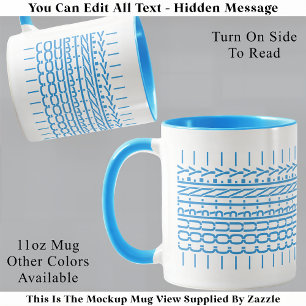 Blue Name Hidden Message Trendy Mug 121B Modern