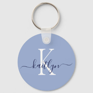 Blue Name Initial Monogram Key Ring