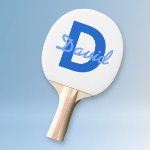 Blue Name & Monogram Ping Pong Paddle