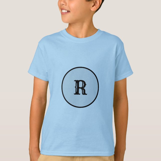 BLUE NAME MONOGRAM SIMPLE T SHIRT (Front)