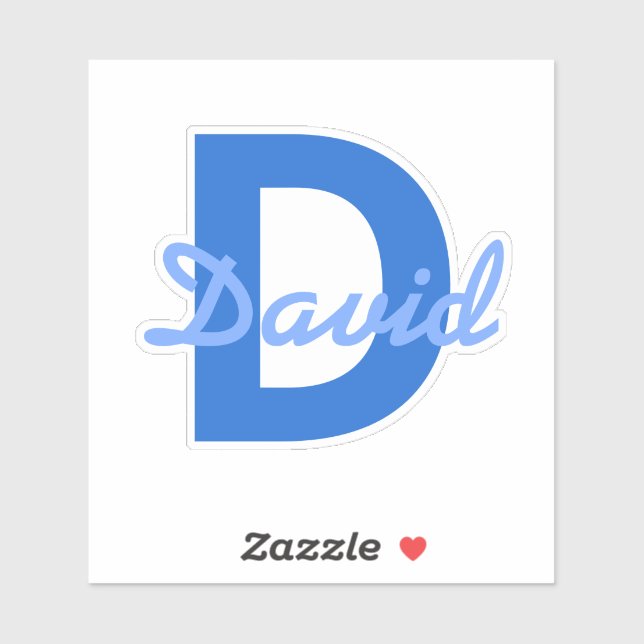 Blue Name & Monogram Sticker (Sheet)