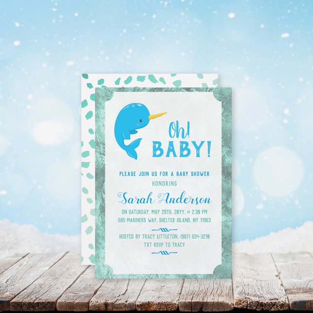 Blue Narwhal Baby Shower Invitation (Creator Uploaded)