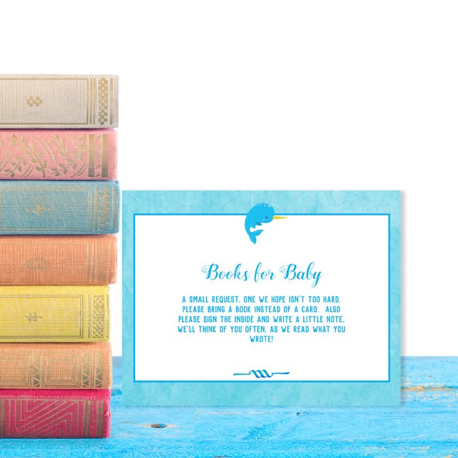 Blue Narwhal Books For Baby Shower Invitation (Creator Uploaded)