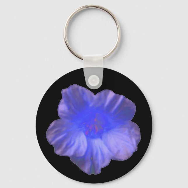 Blue Nasturtium Flower Keychain (Front)