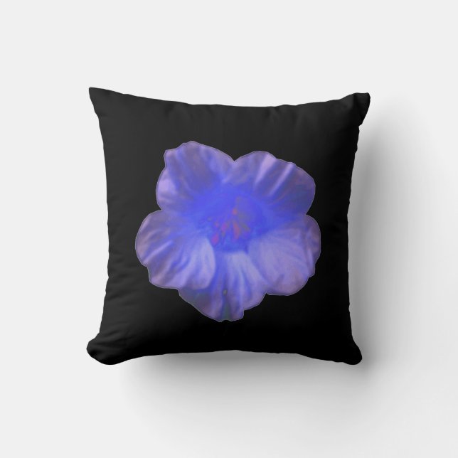Blue Nasturtium Flower Pillow (Front)