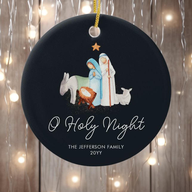 Blue Nativity Religious Christmas  Ceramic Tree Decoration (Creator Uploaded)