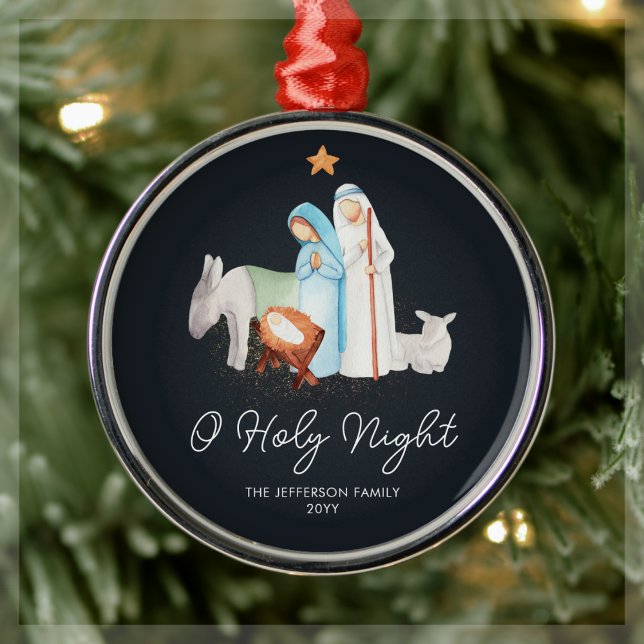 Blue Nativity Religious Christmas  Metal Tree Decoration (Creator Uploaded)