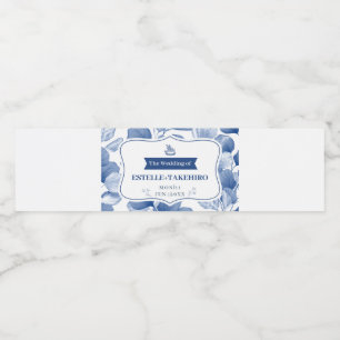 Blue Natural Botanical Elegant Wedding Favours  Water Bottle Label