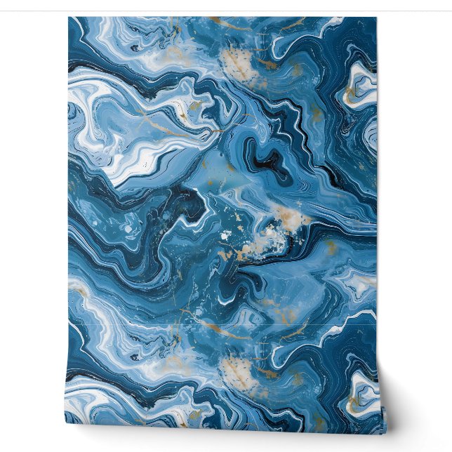 Blue Natural Marble Wallpaper (Unrolling)