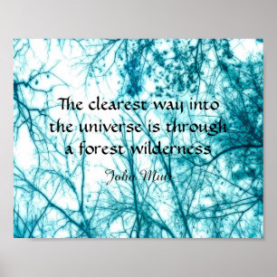 blue nature art poster with Muir wilderness quote