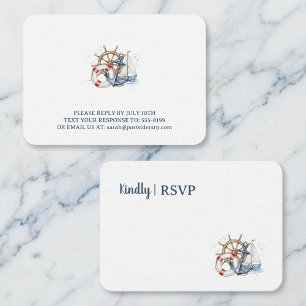 Blue Nautical Anchor Birthday RSVP Enclosure Card
