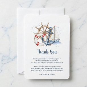 Blue Nautical Anchor Birthday Thank You Card