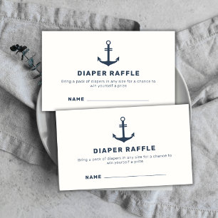 Blue Nautical Anchor Diaper Raffle Baby Shower Enclosure Card