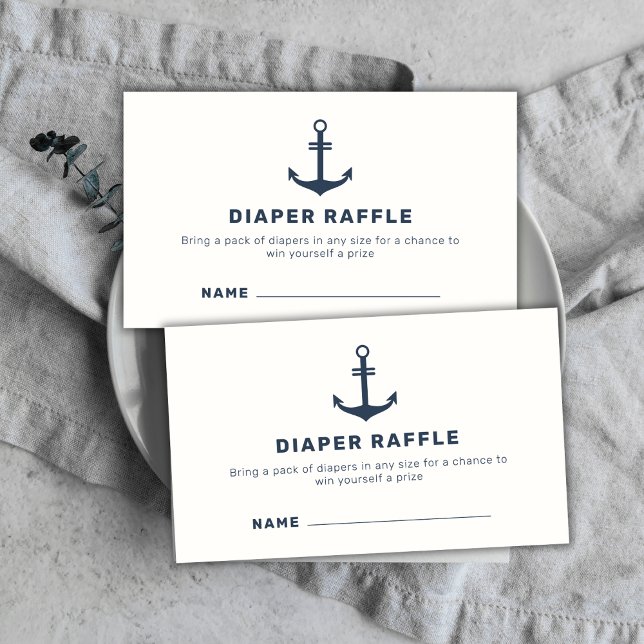 Blue Nautical Anchor Diaper Raffle Baby Shower  Enclosure Card (Blue Nautical Anchor Diaper Raffle Baby Shower Enclosure Card)