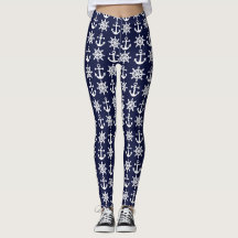 Blue Nautical Anchor Leggings