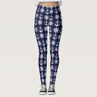 Blue Nautical Anchor Leggings