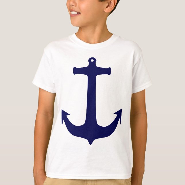Blue Nautical anchor pattern T-Shirt (Front)