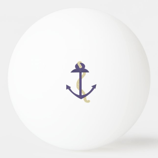 Blue Nautical Anchor Ping Pong Ball (Front)