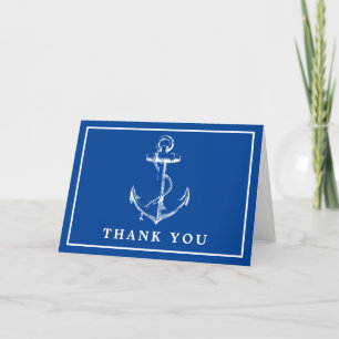Blue Nautical Anchor Simple Photo Thank You Card