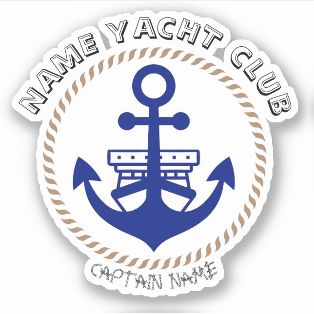 Blue Nautical Anchor yacht club boat marina Name (Front)