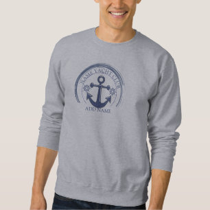 Blue Nautical Anchor yacht club boat marina name Sweatshirt
