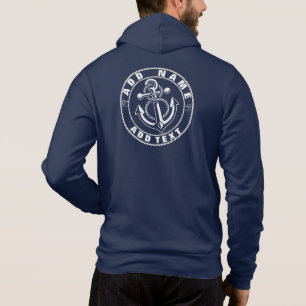 Blue Nautical Anchor yacht club boat marina Name T Hoodie