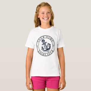 Blue Nautical Anchor yacht club boat marina Name T-Shirt