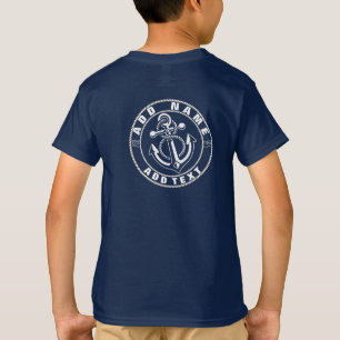 Blue Nautical Anchor yacht club boat marina Name T T-Shirt