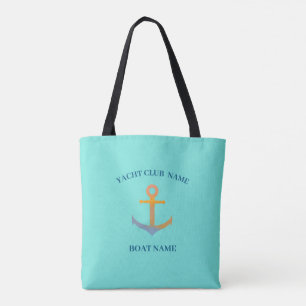 Blue Nautical Anchor yacht club boat marina  Tote Bag