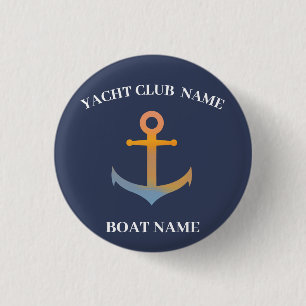 Blue Nautical Anchor yacht club boat marina welcom 3 Cm Round Badge