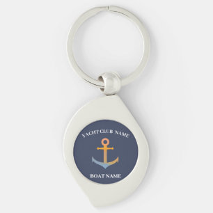 Blue Nautical Anchor yacht club boat marina welcom Key Ring