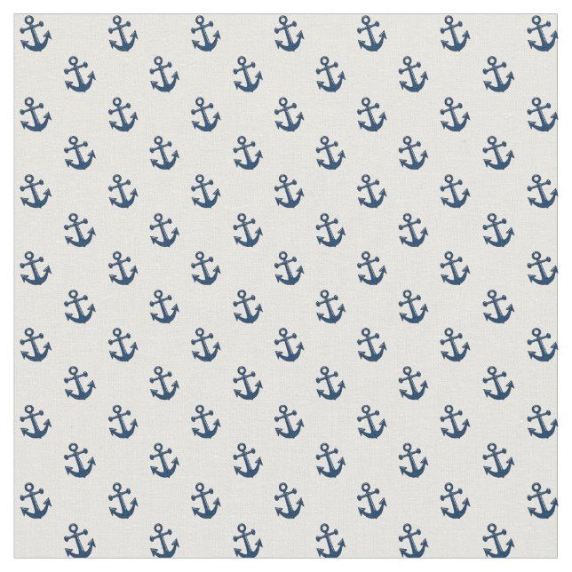 Blue Nautical Anchors Fabric (Close Up)