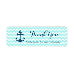 Blue Nautical Baby Shower Favour Labels