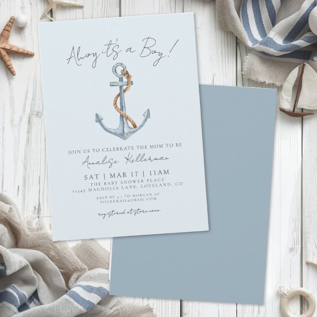 Blue Nautical Baby Shower Invitation (Blue Nautical Baby Shower Invitation)
